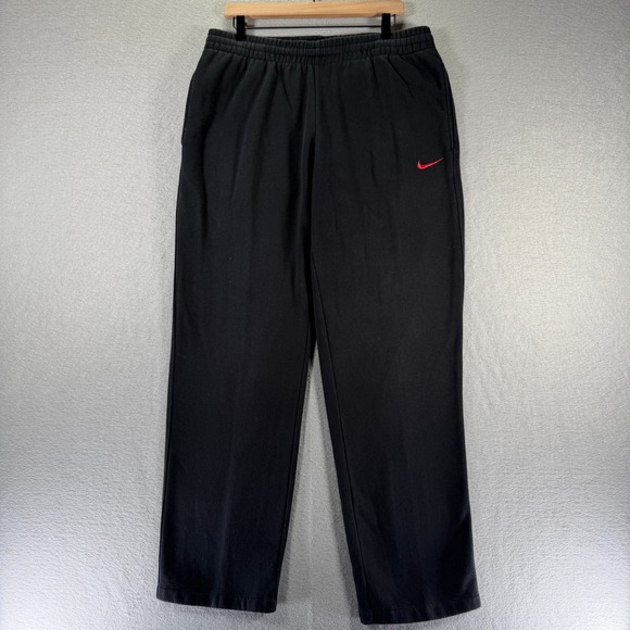 Nike Mens Black Sweatpants Lounge Pants Red Logo Sportswear Size L - Picture 1 of 14